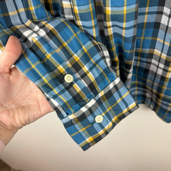 Ralph Lauren Denim & Supply Womens Utility Blue Yellow Plaid Button Down Shirt L - Picture 5 of 11